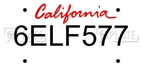 6ELF577 California License Plate
