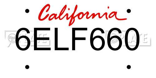 6ELF660 California License Plate