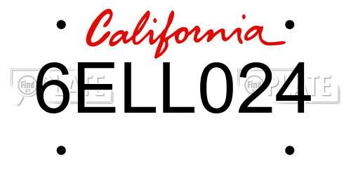 6ELL024 California License Plate