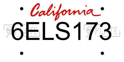 6ELS173 California License Plate