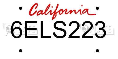 6ELS223 California License Plate