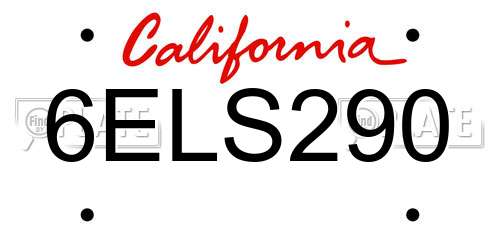 6ELS290 California License Plate