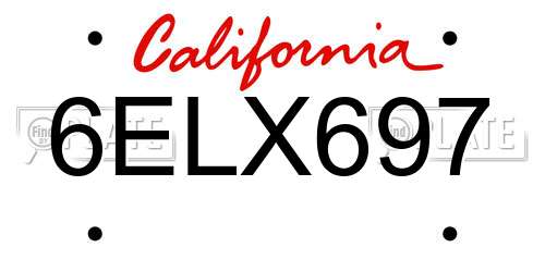 6ELX697 California License Plate