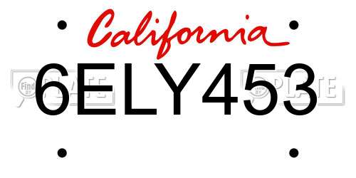 6ELY453 California License Plate