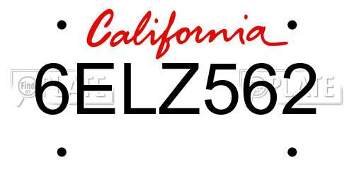 6ELZ562 California License Plate