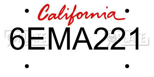 6EMA221 California License Plate