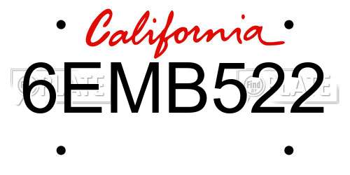 6EMB522 California License Plate