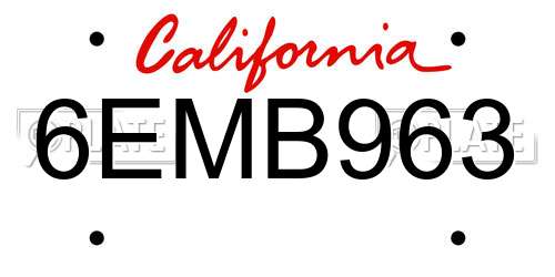6EMB963 California License Plate