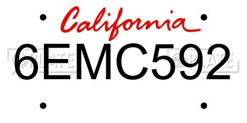 6EMC592 California License Plate