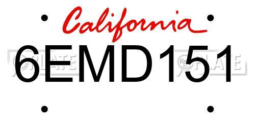 6EMD151 California License Plate