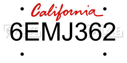 6EMJ362 California License Plate