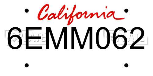 6EMM062 California License Plate