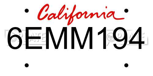 6EMM194 California License Plate