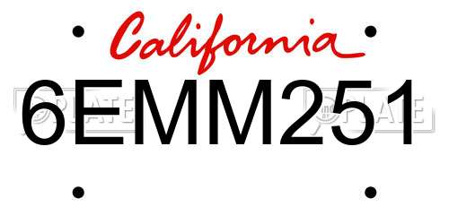 6EMM251 California License Plate