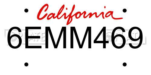 6EMM469 California License Plate