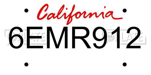 6EMR912 California License Plate