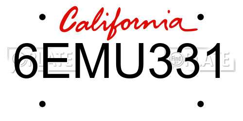 6EMU331 California License Plate
