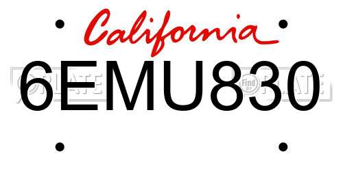 6EMU830 California License Plate