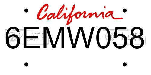 6EMW058 California License Plate