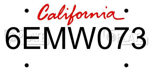 6EMW073 California License Plate