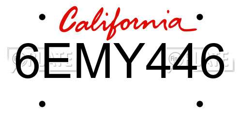6EMY446 California License Plate