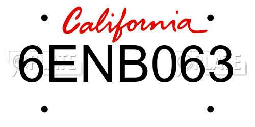 6ENB063 California License Plate
