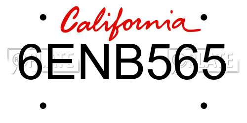 6ENB565 California License Plate