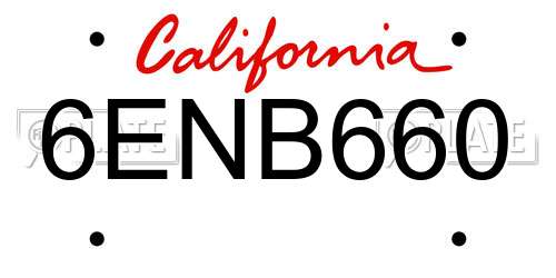 6ENB660 California License Plate