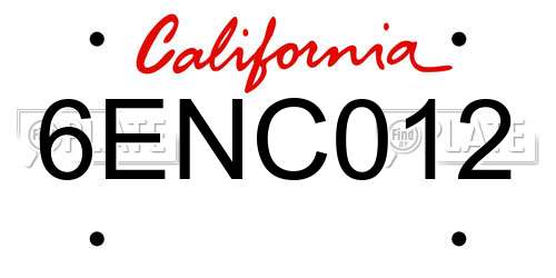 6ENC012 California License Plate