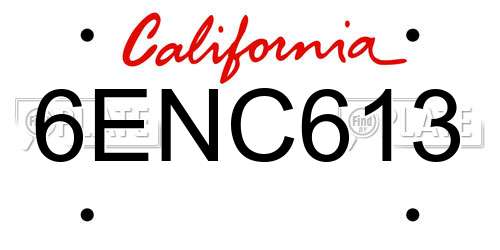 6ENC613 California License Plate