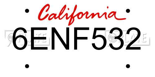 6ENF532 California License Plate