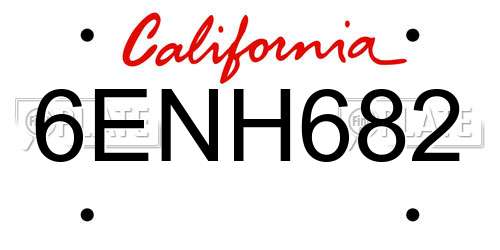 6ENH682 California License Plate