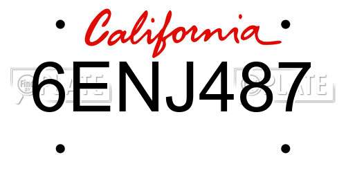 6ENJ487 California License Plate