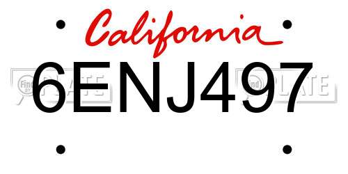 6ENJ497 California License Plate