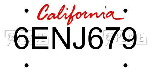 6ENJ679 California License Plate