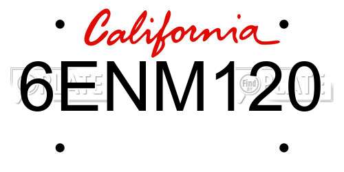 6ENM120 California License Plate