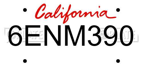 6ENM390 California License Plate