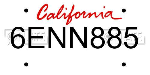 6ENN885 California License Plate