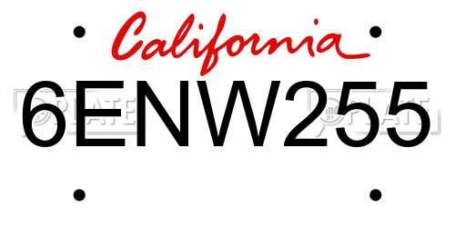 6ENW255 California License Plate