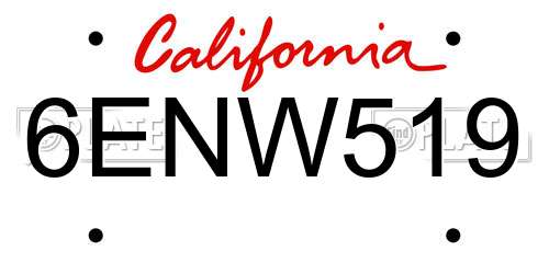 6ENW519 California License Plate