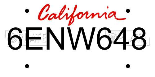 6ENW648 California License Plate