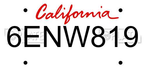 6ENW819 California License Plate