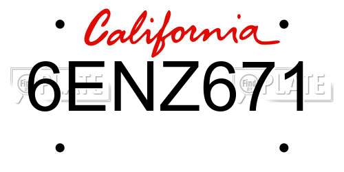 6ENZ671 California License Plate