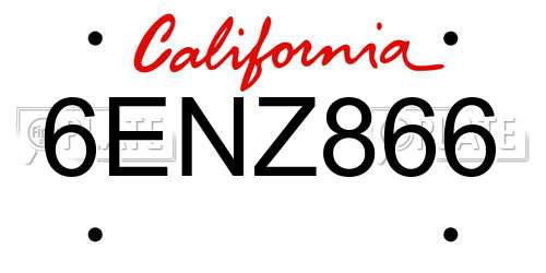 6ENZ866 California License Plate