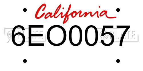 6EO0057 California License Plate