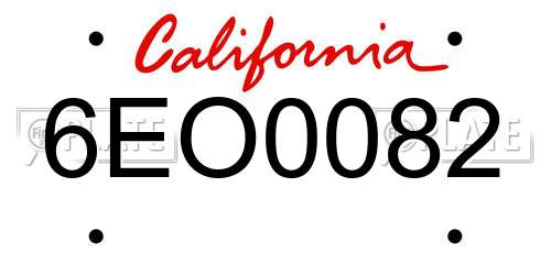 6EO0082 California License Plate