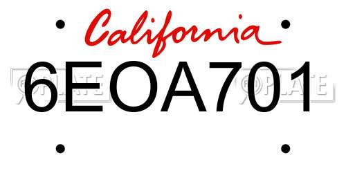6EOA701 California License Plate