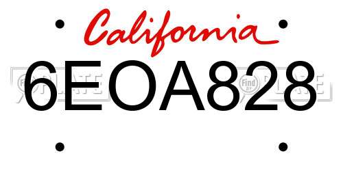 6EOA828 California License Plate