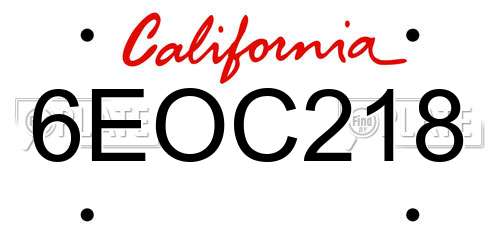 6EOC218 California License Plate