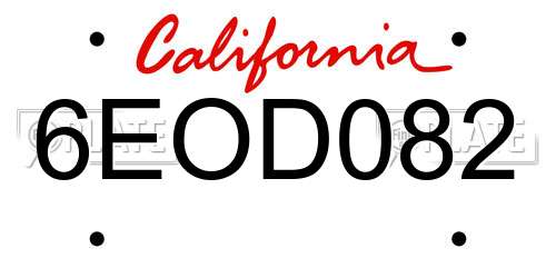 6EOD082 California License Plate